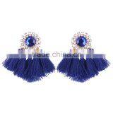 Bohemian Jewelry Big Crystal Gems With Tassel Drop Earrings for Women thumbnail-6