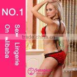 2015 High Quality Hot Sales Sexy Leather Lingerie Sexi Open Bikini Teddy Sexy Lingerie Fishnet Teddy thumbnail-2