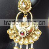 PEARL Dangler Gold Tone Dangler POLKI EARRINGS thumbnail-3