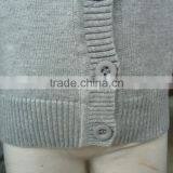 Custom Children Kids Heather Grey V-neck Button up Plain Knit Cardigan thumbnail-3