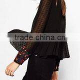 Runwaylover EY2364B Ladies Fashion 2017 Full Embroidery Chiffon Transparent Blouse thumbnail-4