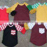 2017 Summer Wholesale Children's Boutique T-shirt Baby GirlsBoys Cute Cotton Icing Stripe And Polka Dot Sleeves Raglan thumbnail-1