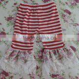 2017 Summer Baby Girls Cotton Lace Ruffle Shorts Beautiful Kids Girls Stripe Floral Ruffle Capris thumbnail-1