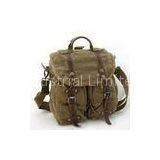 Custom Khaki Cotton Canvas Messenger Bag / Travel Softbag With Lock