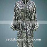 Factory Stock Free Size Grey Check Men Coral Fleece Bathrobe