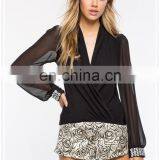 OEM Cheap Fashion Sexy Long Sleeves Black Women Chiffon Blouse 2015 thumbnail-4