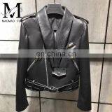 Handsome Motorcycle Spring Jacket Short Leather Zipper Jackets Leather for Women thumbnail-6