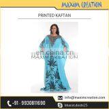 Elegant Blue Printed High Quality Kaftan With Large Flower Designs thumbnail-1