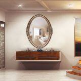 PU European Antique Design Gold Wall Mirror Decorative Gold Oval Wall Mirror thumbnail-3
