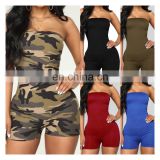 Women's Jumpsuit Tube Bodycon Top High Waist Sexy Solid Color Club Party Ladies Jumpsuit Playsuit Shorts Romper