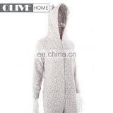 Western Super Soft Jumpsuit Hoodie Dots Printed Coral Fleece Overall Pyjamas With Hood thumbnail-3