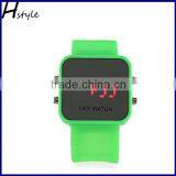 Wholesale Silicone Square Mirror Face LED Wrist Watches Green WP022 thumbnail-3