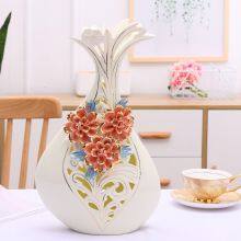 Hollow Modern Simple Gild Creative White Ceramic Flower Vase For Living Room Decor thumbnail-2