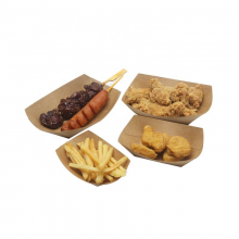Hot Dog Kraft Paper Trays-Brown Food Serving Tray Printed Paper French Fries Container for Restaurant thumbnail-3