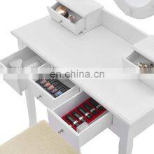 White 10 Led Lights Mirror Nordic Dressing Table Bedroom Modern With Stool thumbnail-5