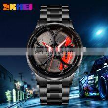 Skmei 1990 Cool 3D Design Unique Sports Black Car Watch Men's Watch Quartz Spinning Waterproof Wrist Wheel Rim Watch thumbnail-2