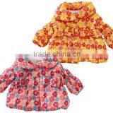 Japanese Wholesale Products High Quality Cute Infant Girl Winter Clothes Flower Pattern Shirring Jacket thumbnail-1
