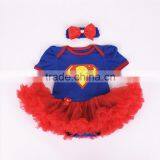 Hot Selling Superman Girls Carter Romper Set Headband Cotton Premature Baby Clothing Infants 3 Pcs Romper Outfit Set thumbnail-2