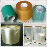 pvc stretch wrap green&yellow color transparent film roll used for wrapping of electircal wires and cables