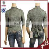 2016 Autumn Short Sleeve High Neck Ladys Knit Top thumbnail-1