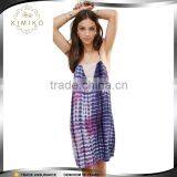 High Brand Quality Sexy Summer Bohe Tie Dye Women Slip Dress With Lace Inserts thumbnail-1