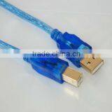 Glod Plated Transparent Blue USB Cable 2.0 am to bm