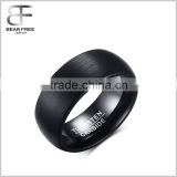 Mens 8mm Black Brushed Matte Finish Tungsten Carbide Ring Domed Engagement Wedding Band
