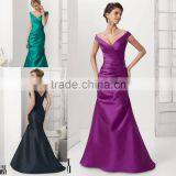 HA-014 2015 Sexy Trumpet V-Neck Ruched Stain Celebrate Dress A-Line Ruched Beaded Prom Quinceanera Dress