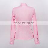 2015 Fashion Pink Color Long Sleeve Blouse Pleated Design Ladies Plus Size Shirt thumbnail-3