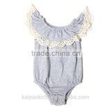 2016 Wholesale Safe and Comfortable Stylish Girl Cotton Grey Classical Baby Rompers thumbnail-1