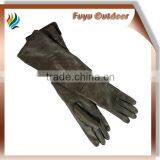 Classic China Long Black Rainproof Lambskin Plain Style Unlined Long Leather Gloves for Women