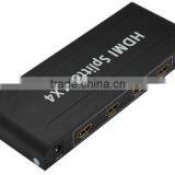 High Quality Black 4 Port 1*4 HDMI Splitter Support 3D 1080P