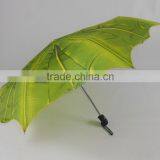 Creative Natural Palm Green Leaf Square Shaped Eco Umbrella thumbnail-3