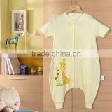 100% Cotton Baby Short Sleeve Sleeping Bag for Spring and Summer Fall Yellow Style thumbnail-2