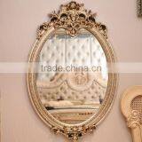 Graceful Flower Carving Oval Wall Mirror thumbnail-2