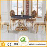 TH404 Black Round Marble Stainless Steel Modern Dining Table thumbnail-1