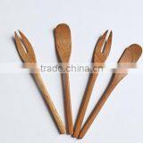 CY047 Natural Wooden Mini Spoon Fork Janpan Style Bamboo Fork Tableware Kit thumbnail-2