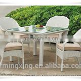 Outdoor patio white rattan chair dining set furniture