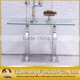 Industrial Tempered Glass Console Table With Metal