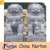 Hand carved stone sitting chinese foo dog lion for doorway decor NTBM-L014Y