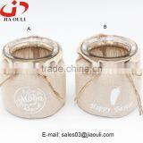 New Design With Linen Cover Glass Flowerpot, Glass Planter Vase thumbnail-1
