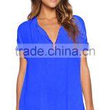 Fashion Ladies White Blouse Summer Short Sleeve Chiffon Women Shirts thumbnail-3