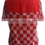 Red Plaid Check Print Lycra Blouse thumbnail-2