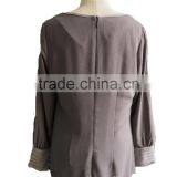 Malay Style Round Collar Long Sleeve Orange Chiffon Shirt Blouse thumbnail-4