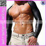 Black Long Sleeve Men Leather Club Wear NO MOQ thumbnail-1