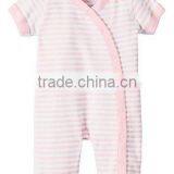 White Pink Stripe Baby Sleeper Pajamas In Organic Cotton thumbnail-1