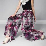 New Arrival Fashion Summer Floral Print Ladies Chiffon Culotte Pants thumbnail-2
