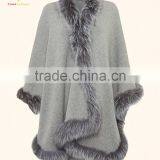 Winter Warm Wool Knitted Poncho Lady Fur Poncho thumbnail-1