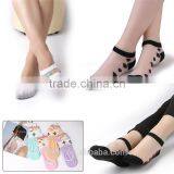 WS-45 Beautiful Women Lace Socks Crystal Glass Silk Short Thin Transparent Roses Flower Socks thumbnail-5