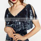 Runwaylover EY2382B Sexy Deep V-Neck 2017 Ladies Falbala Crop Tops thumbnail-3